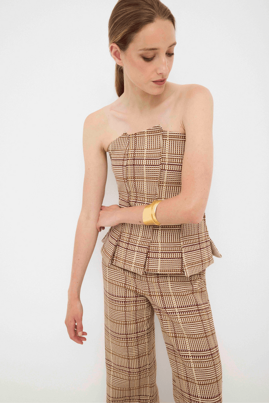 Top ANGIE Cuadros Beige - BIMANI