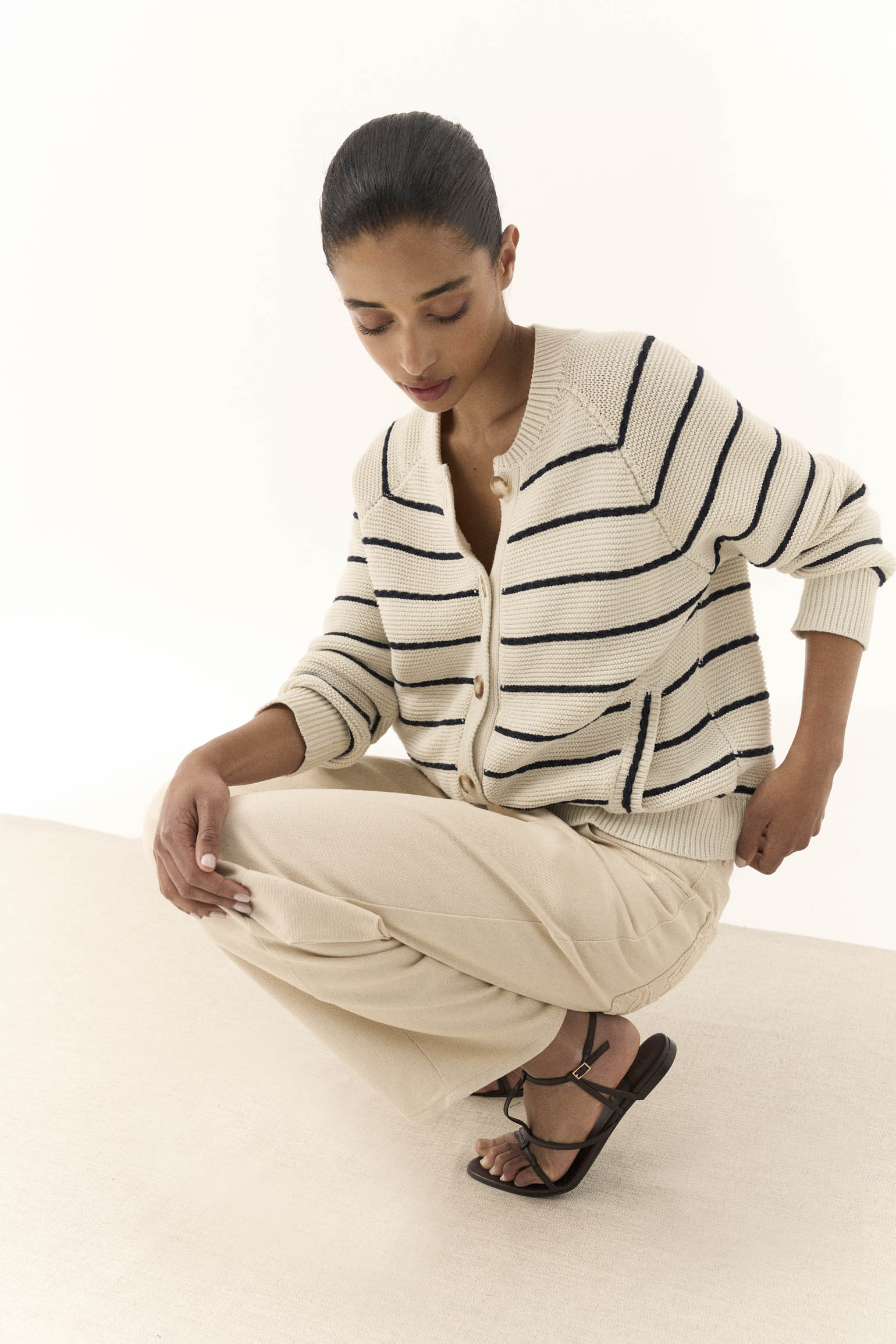Cardigan SILAS Rayas Azul - BIMANI