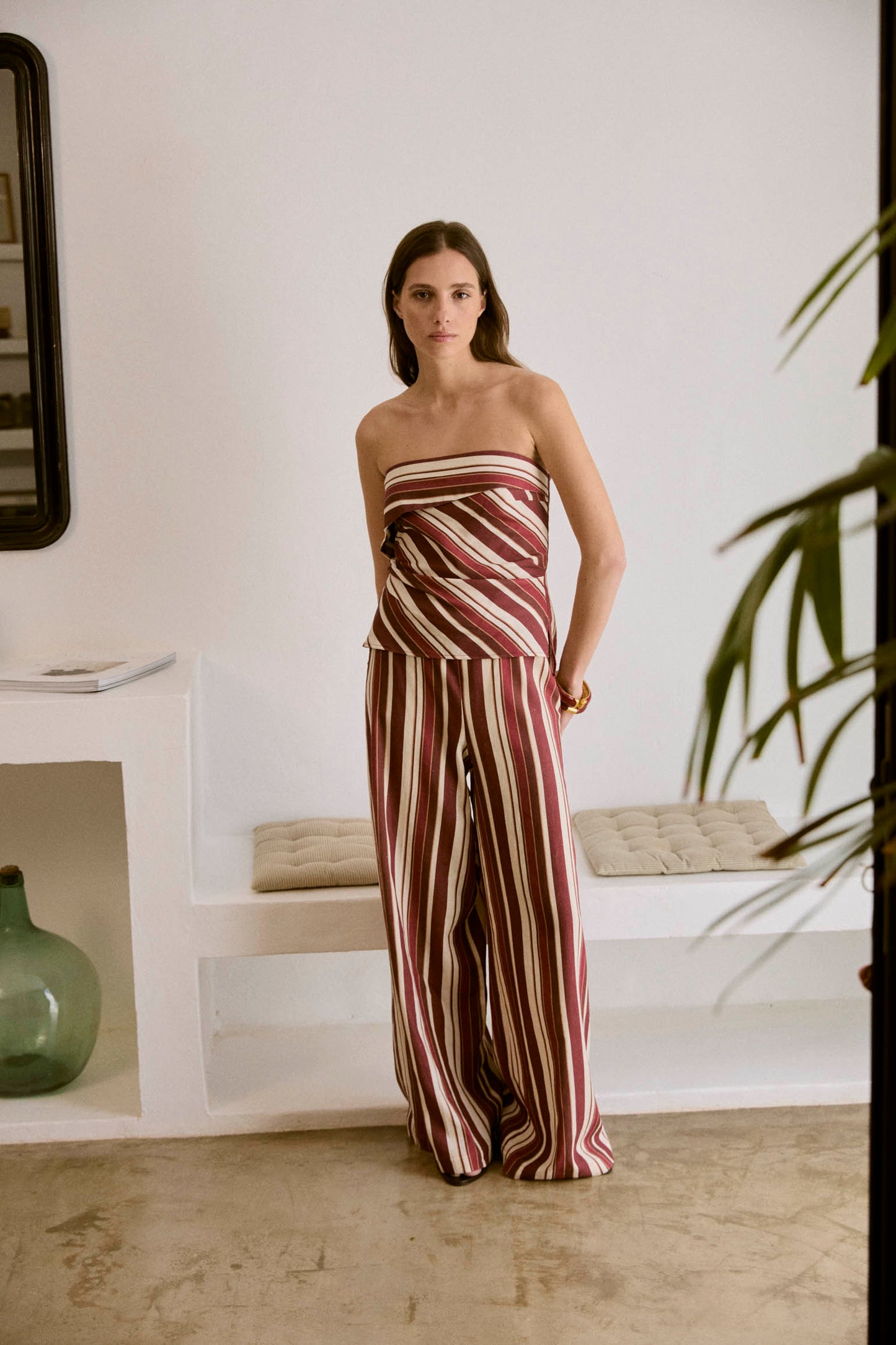 Pantalón ODINE Rayas Granate - BIMANI