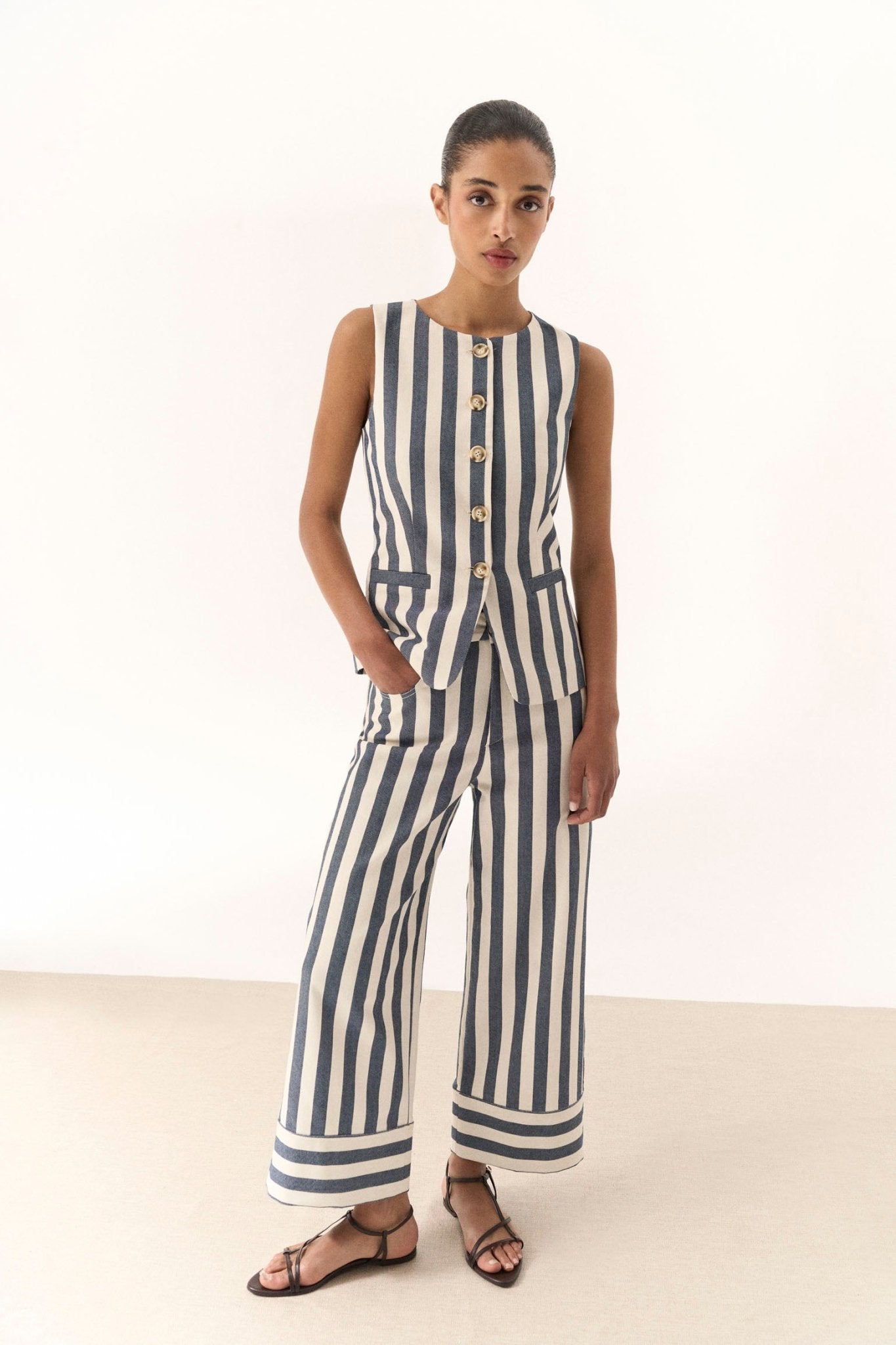Pantalón GALERA Rayas Azul - BIMANI