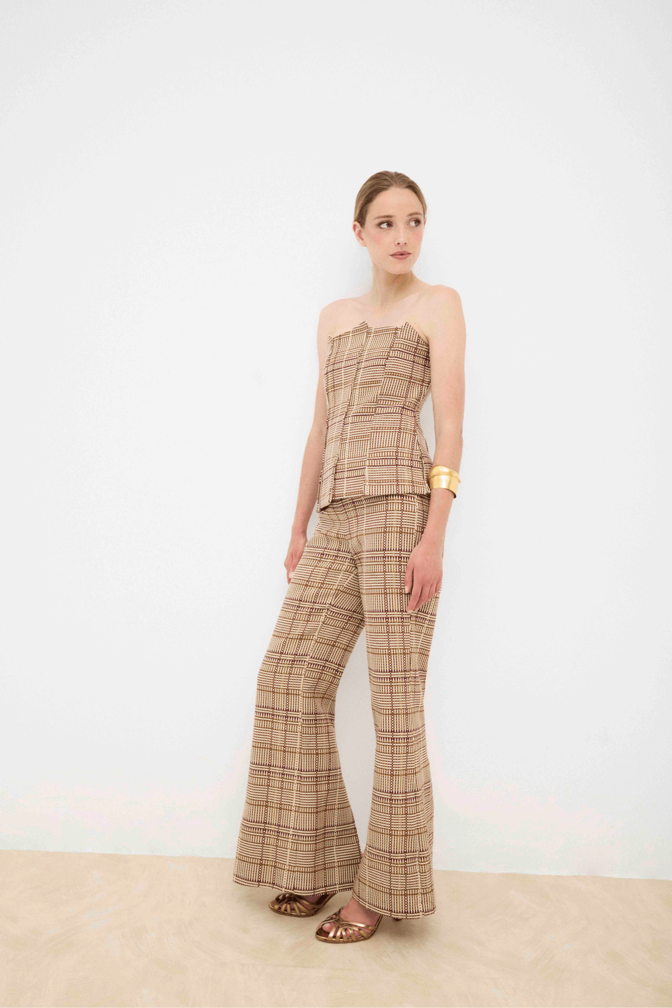 Pantalón YARA Cuadros Beige - BIMANI