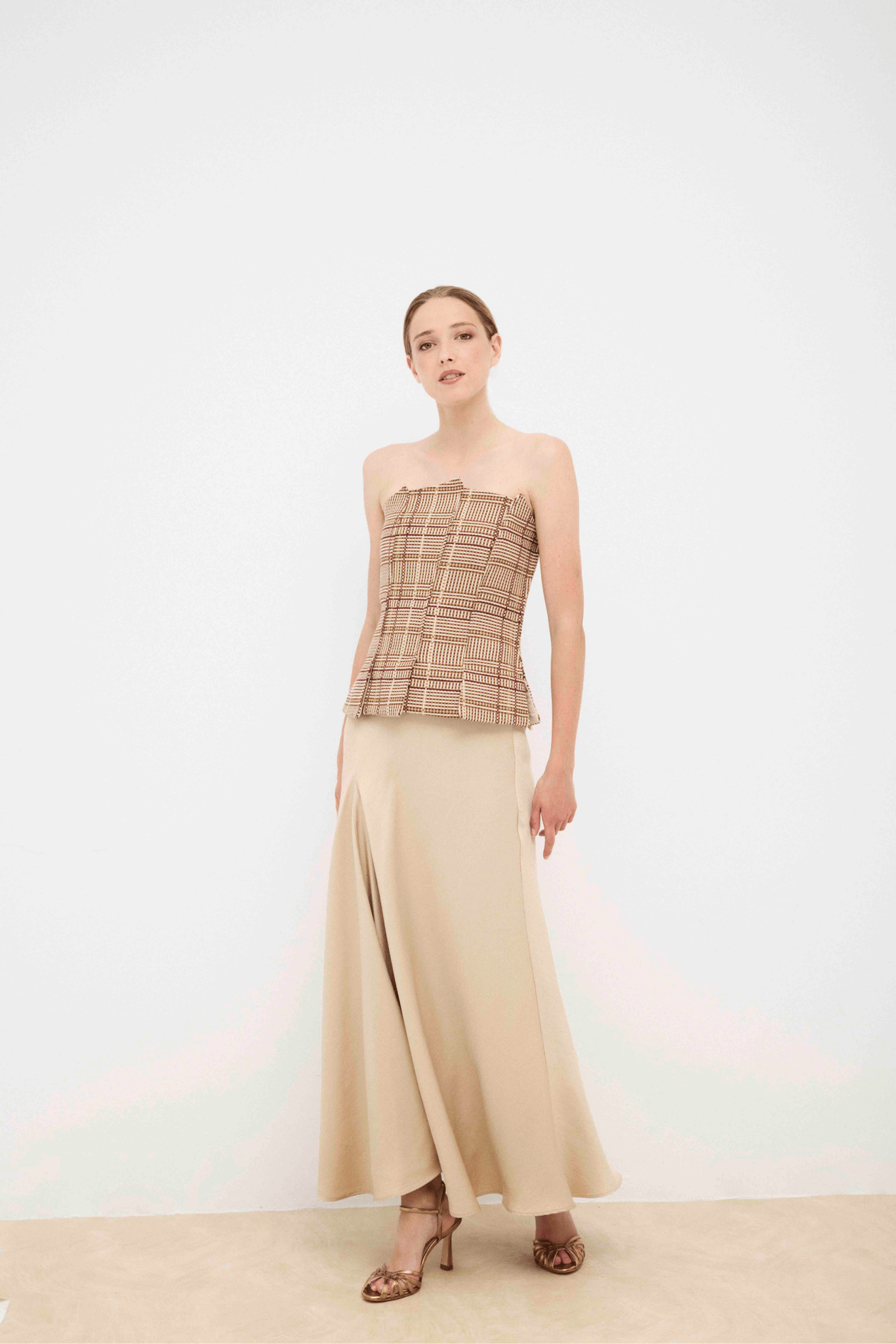 Top ANGIE Cuadros Beige - BIMANI
