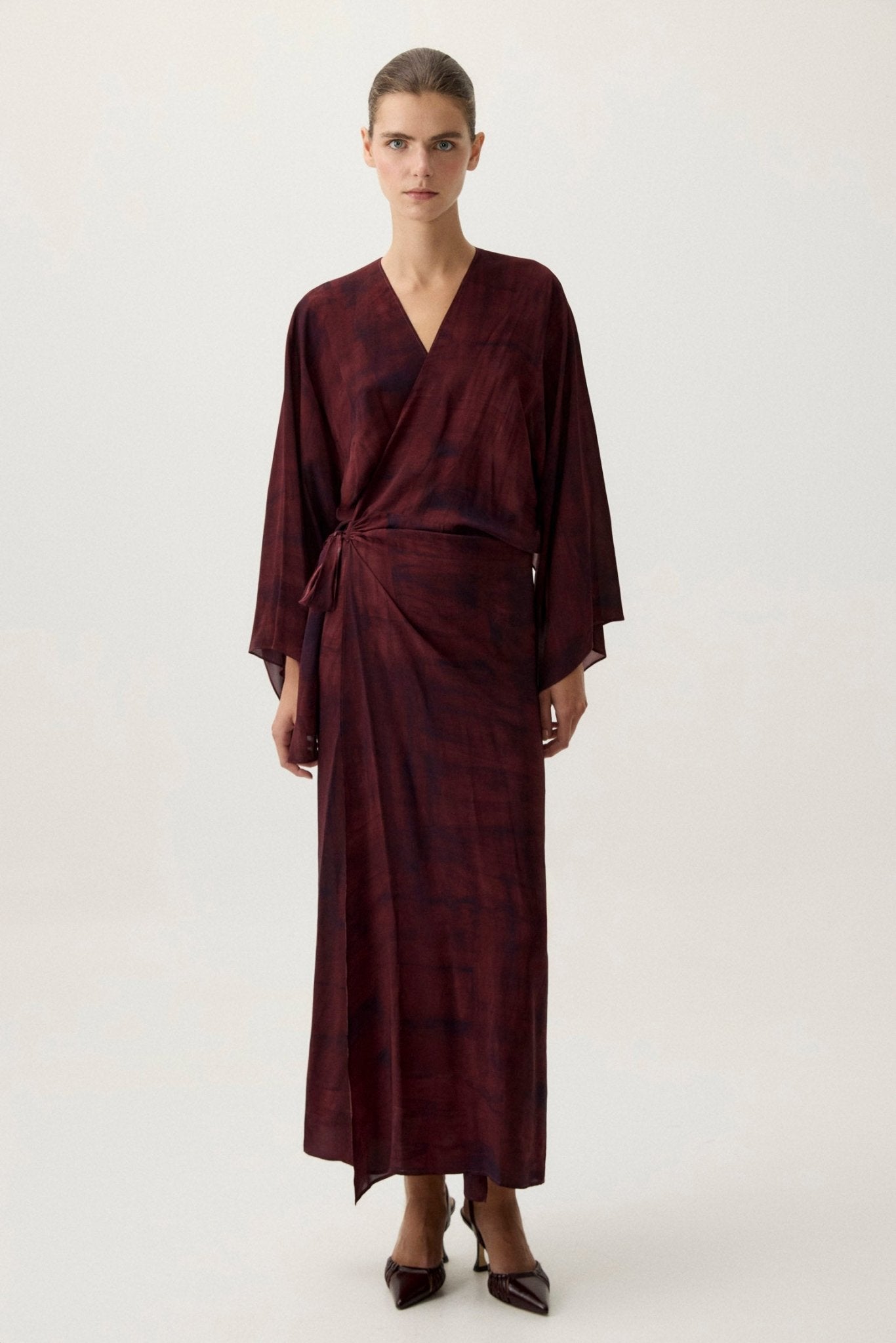 Vestido ANINE Estampado Burdeos - BIMANI