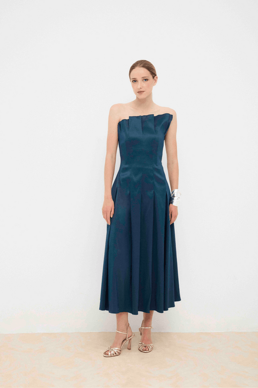 Vestido CORDELIA Azul Petróleo - BIMANI