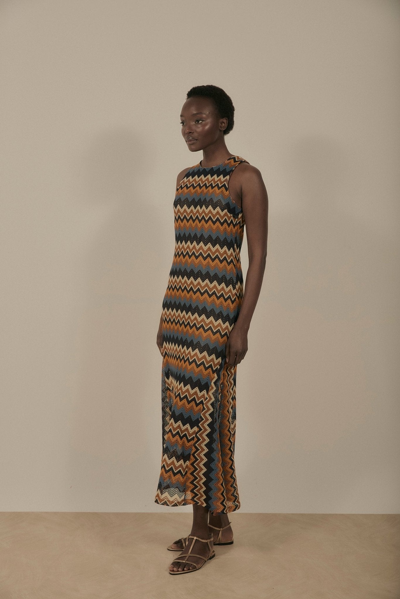 Vestido MIMOSE Rayas Teja - BIMANI